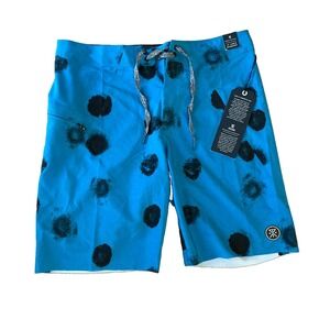 Roark Savage Fused Boardshorts NWT Sz 30 Blue 19" Drawstring‎ Beach Coastal Swim